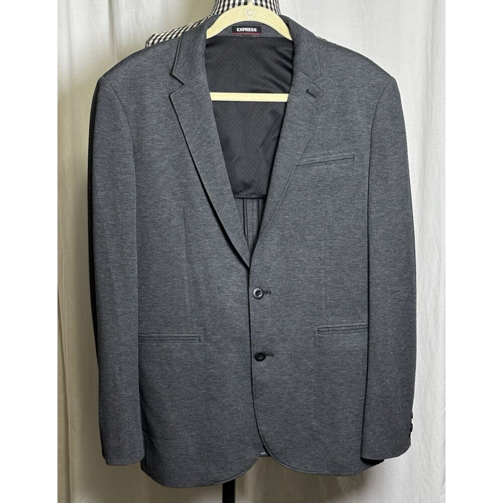 Express Blazer Mens Size M Slim Gray Stretch Moisture Wicking Gray Two Button